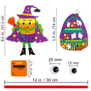 Winlyn 24 Sets Halloween Crafts Kits Fall Crafts DIY Halloween Ornaments Decorations Art Sets Pumpkin Monster Jack-o'-Lantern Foam Stickers Arts and Crafts Googly Eyes for Kids Classroom Activities