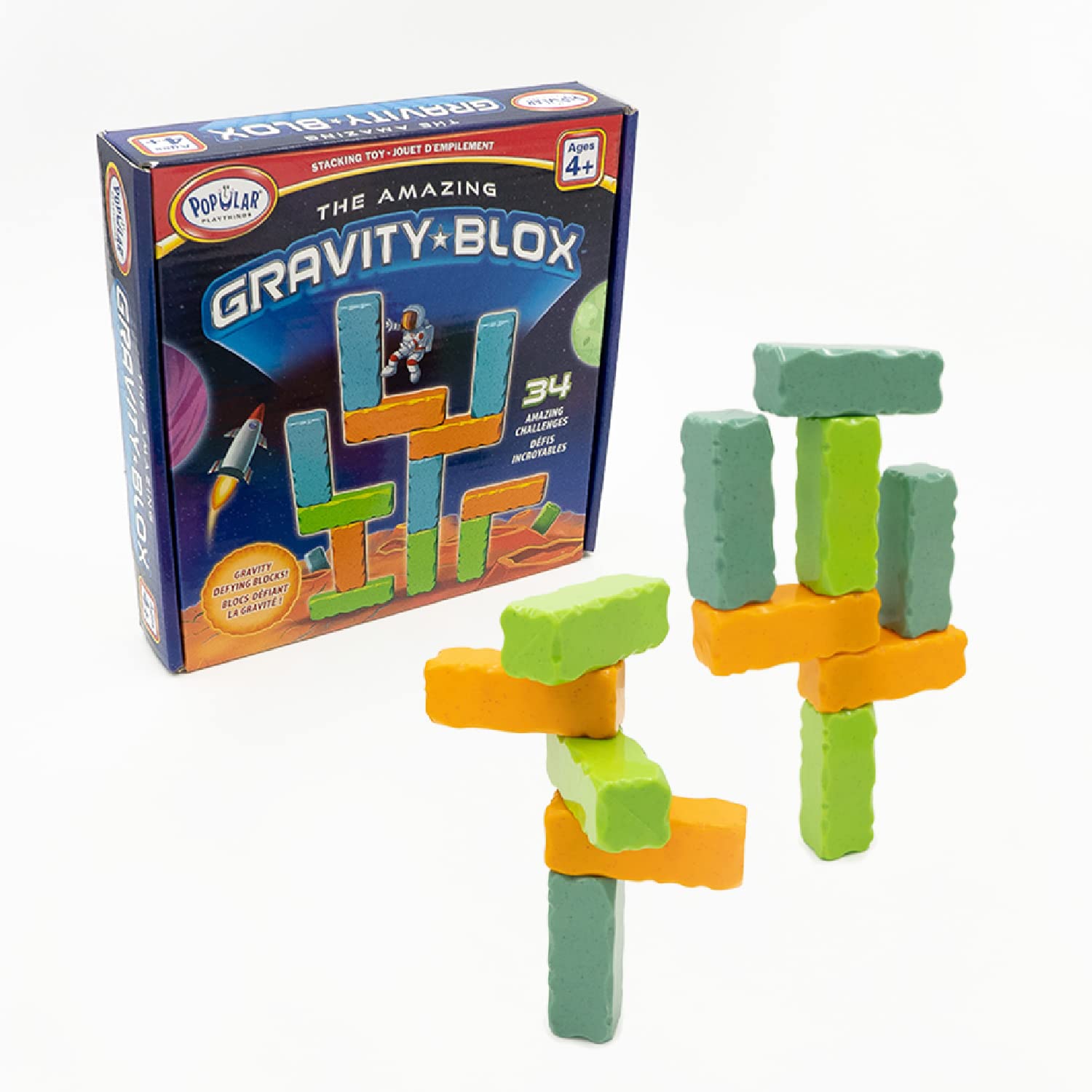 POPULAR PLAYTHINGS Gravity Blox, Weighted Building Block Set Toy for Balancing and Creating