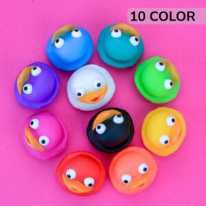 Rubber Ducks in Bulk - Ducky Eye Poppers 2 Inch - Easter Egg Fillers - Playset for Ducky Bath Toys 10 Pcs - Ducky City Rubber Duck - Baby Beach Pool - Bulk Gifts for Kids