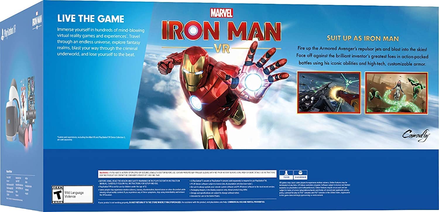 Newest Playtation VR Marvel's Iron Man VR Bundle: VR Headset, Camera, 2 Move Motion Controllers, Marvel's Iron Man VR Game + Batman + Hubxcel Controller Fast Charging Dock