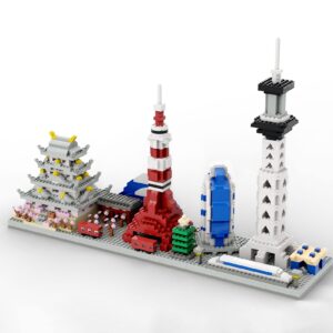 semky micro mini blocks japan skyline famous landmark collection model set,(1888pieces) -japanese building and architecture toys gifts for kid and adult