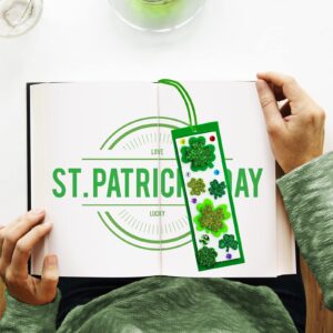 Winlyn 24 Sets St. Patrick's Day Decorations DIY 3D Shamrock Bookmark Craft Kits Blank Foam Bookmarks Lucky Shamrock Four Leaf Clover Stickers for Kids Reading Gifts Classroom Activities Art Projects