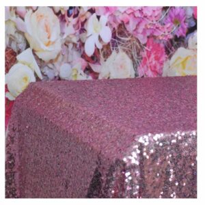 Royaltime 150x260cm Pink Gold-Sequins Table Cloth, Luxurious Rectangle Sequin Tablecloth, Sparkly Wedding/Christmas Decoration, Pink Gold