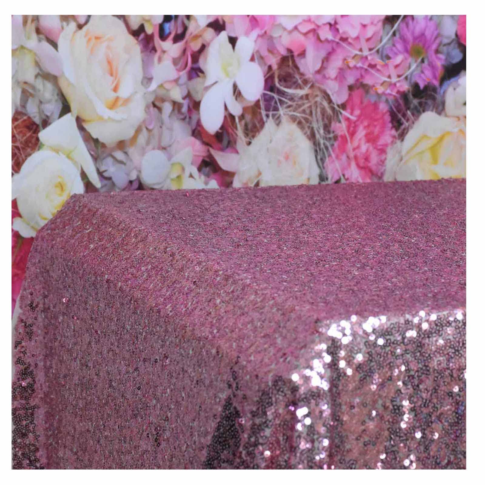 Royaltime 150x260cm Pink Gold-Sequins Table Cloth, Luxurious Rectangle Sequin Tablecloth, Sparkly Wedding/Christmas Decoration, Pink Gold