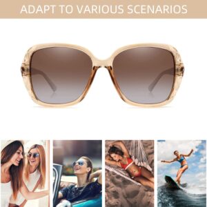 OCERAVE Oversized Polarized Square Sunglasses for Women Men Fashion Sparkling Frame Shades HJ025