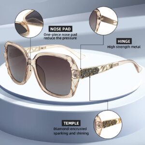 OCERAVE Oversized Polarized Square Sunglasses for Women Men Fashion Sparkling Frame Shades HJ025