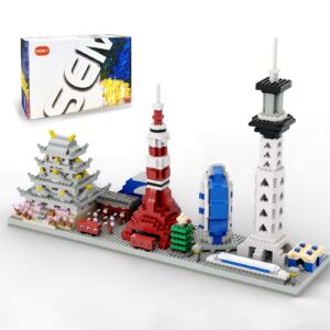 SEMKY Micro Mini Blocks Japan Skyline Famous Landmark Collection Model Set,(1888Pieces) -Japanese Building and Architecture Toys Gifts for Kid and Adult