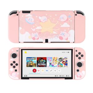 cute kirby switch oled case | dockable protective case compatible with switch oled,anti-scratch and shock-absorption design soft tpu cover-yellow