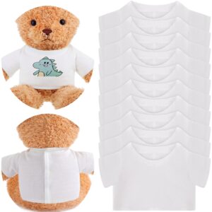 10 pcs stuffed bear tee shirt stuffed animal clothes bear basic sublimation blank t shirt classic plush bear t shirt easy to wear fit 14-18 inches stuffed dolls (white)