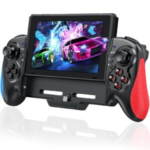 switch controller for switch/switch oled, rechargeable plug-in switch controller, one piece ergonomic grip switch controller for handheld mode with turbo,dual vibration,6-axis motion control,red-blue