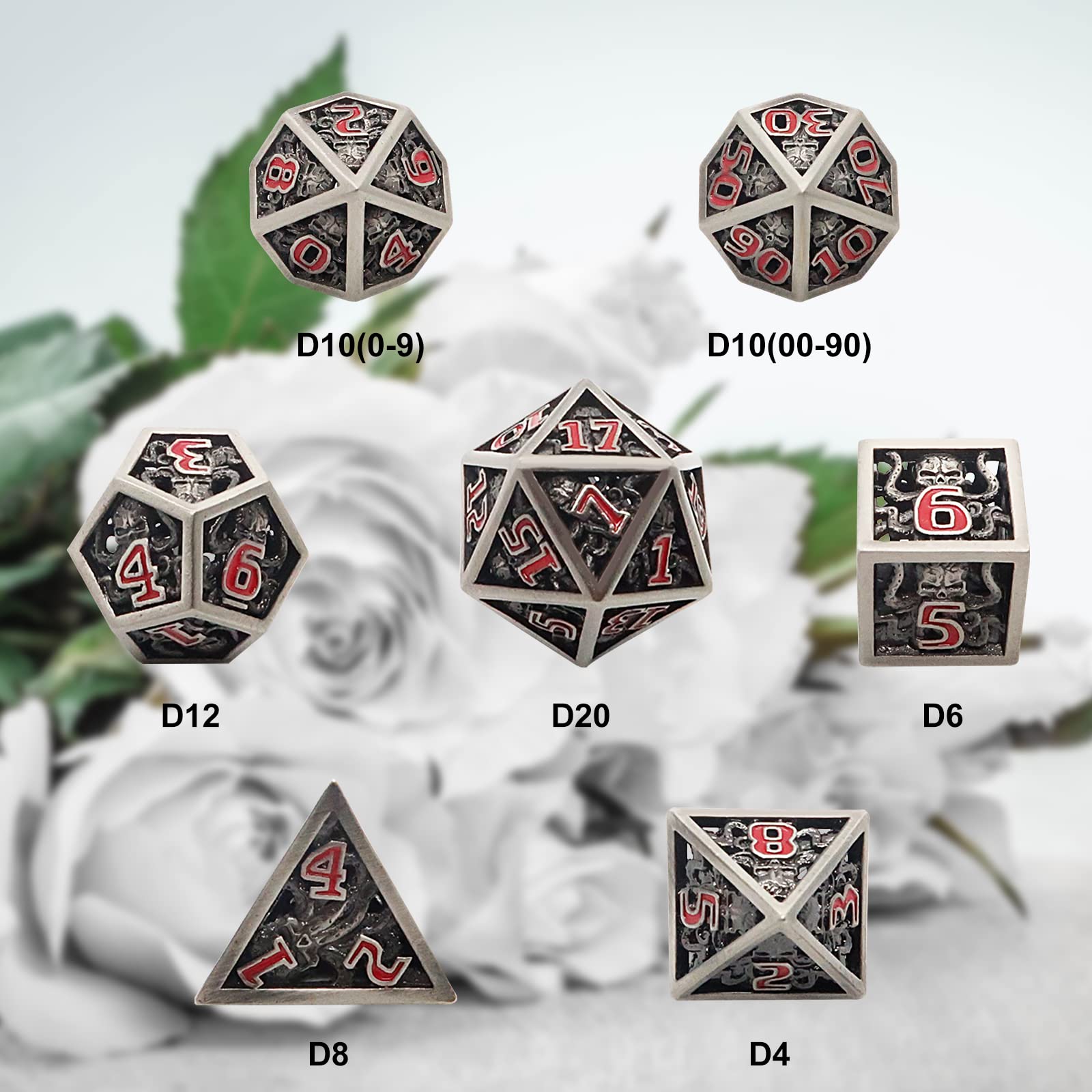 DND Dice,Hollow D&D Metal Dice,Octopus Monster Dice Set with Gift Box,7 PCs Steampunk Dungeons and Dragons Games Set for RPG,MTG,Pathfinder,Copper BF D and D Dice Set (Octopus Ancient Nickel RF)