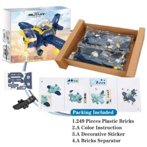 BRICK STORY Plane Building Set 249 Pieces Propeller Plane Building Toys City Airplane Fighter Jet Model Plane Set Construction STEM Toys Gift for Kids Boys Age 6-12 and Up