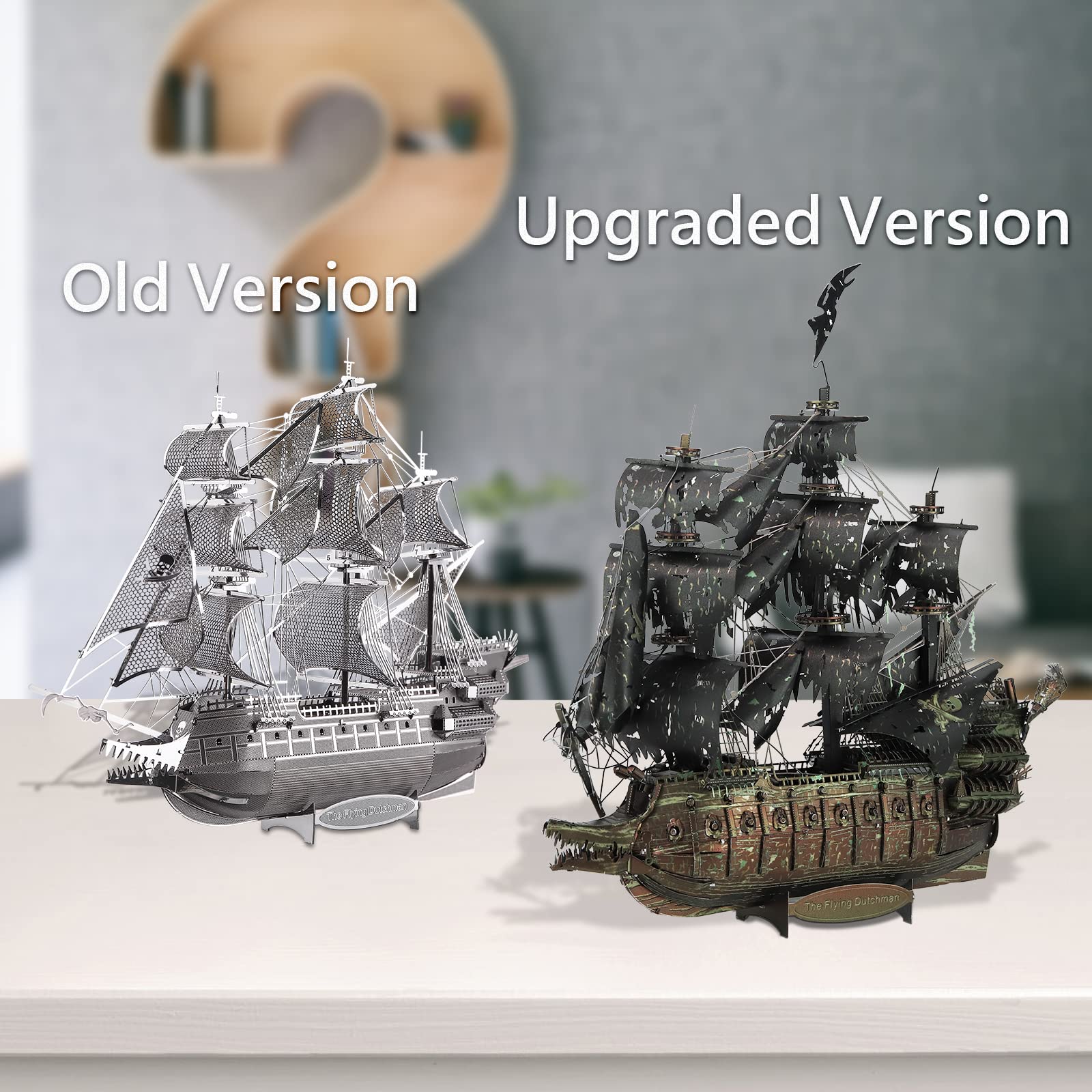 Piececool Metal 3D Puzzles for Adults, Flying Dutchman Pirate Ship Model Kits, 3D Watercraft Model Building Kit, DIY Craft Kits Difficult 3D Puzzles for Family Time, Great Christmas Birthday Gifts