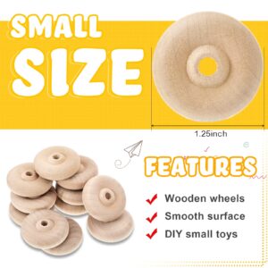 Civaner 36 Pack Wooden Wheels Toys for Crafts Wooden Craft Wheels Wooden Mini Wheels with Axle Pegs for Crafts DIY Toy Cars Painting Colors Wood Working Pegboards(1.25 Inches Diameter)