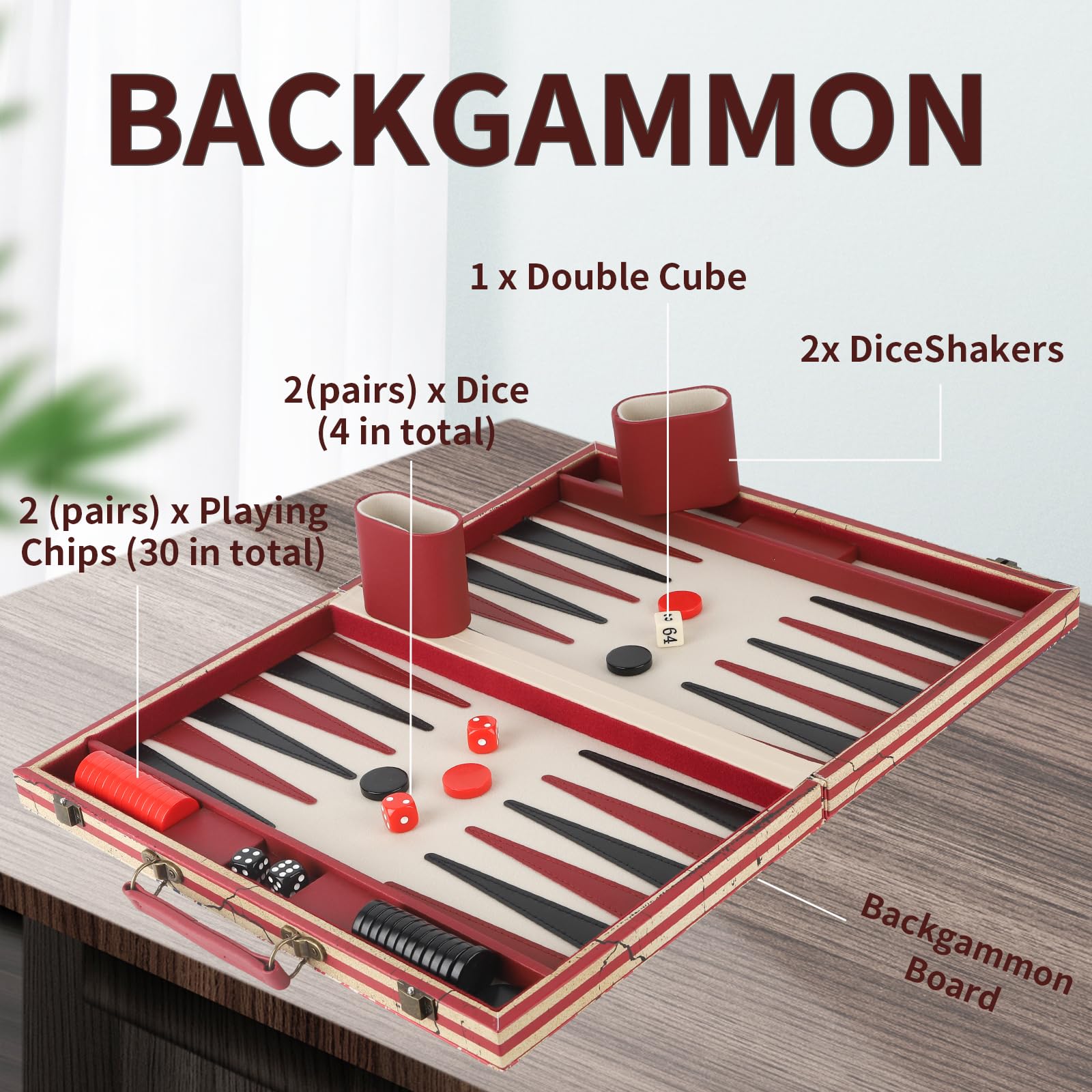 Backgammon Set American Flag Design Claasic Board Game for Friends Party or Family Game Night Make American Great Again