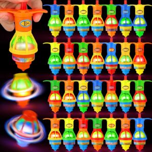 Bulk LED Light Up Spinner Tops Launcher with Gyroscope Motion Colorful Flashing Toys Novelty Bulk Goodie Bag Fillers Gifts Stuffers for Birthday Party Favors (50 Pcs)