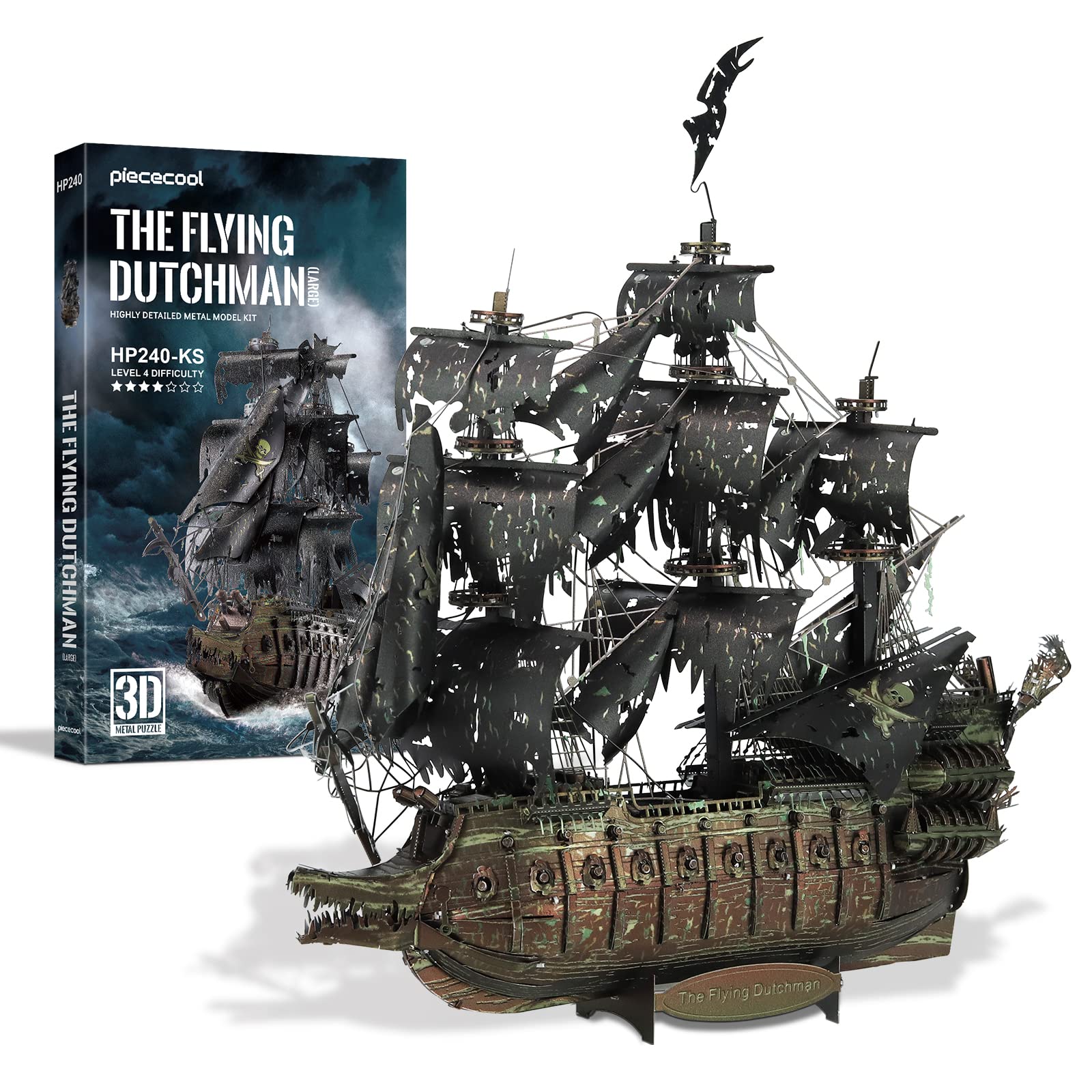 Piececool Metal 3D Puzzles for Adults, Flying Dutchman Pirate Ship Model Kits, 3D Watercraft Model Building Kit, DIY Craft Kits Difficult 3D Puzzles for Family Time, Great Christmas Birthday Gifts