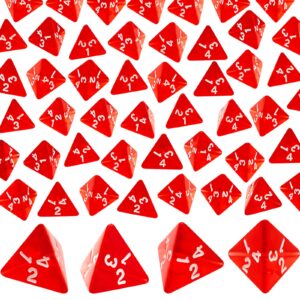 juexica 48 pcs red d4 dice bulk cone transparent 4 sided dice 0.8 inch clear red dice polyhedral tiny dice mini dice set role playing dice for party table games toys