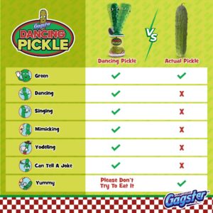 Gagster Dancing Pickle - Sings, Repeats What You Say & Tells Jokes, Singing & Talking PickleToy, Electronic Yodeling Pickle for Anyone Who Loves Pickles and Funny Gag Gifts