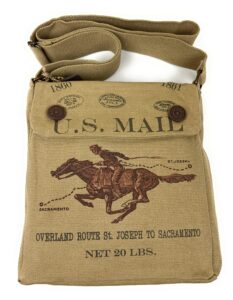 american glory canvas unisex vintage look us mail pony express crossbody handbag