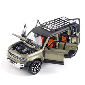 1/24 Scale Diecast Model Car Toy Collection for Land Rover Defender 110, Kids Gift,with Sound Light