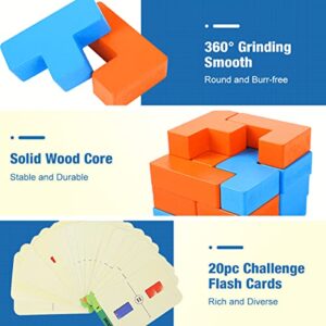 Wooden Building Blocks Toys for 3-10 Year Old Boys Girls, Montessori Learning Stacking Toys for Toddlers, Creative Challenge Board Games for Kids, Birthday Gifts for 3 4 5 6 7 8+ Year Old Children's