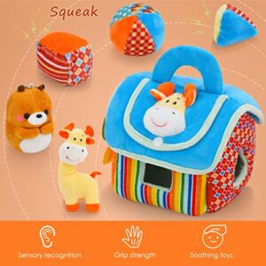 Plush Baby Soft Rattle Toys Hand Grab Sensory Shaker Farm Stuffed Animal Set