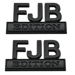 2pcs FJB Edition Emblem - Badgeslide The Original FJB Edition Emblem Fender Badge, Car Truck 3D Letter Emblem Badge Sticker Decal (Black)