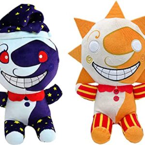 XIUMON Sundrop and Moondrop Plush Toy, Sun and Moon Stuffed Animal,Clown Figure Cartoon Plush for Fans Birthday Gift (2PCS)