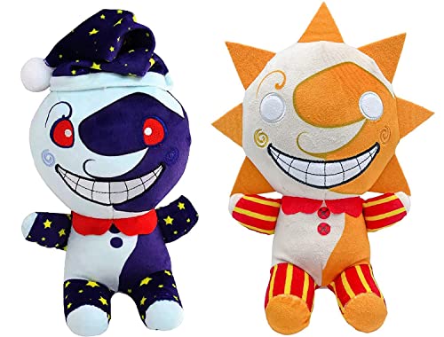 XIUMON Sundrop and Moondrop Plush Toy, Sun and Moon Stuffed Animal,Clown Figure Cartoon Plush for Fans Birthday Gift (2PCS)