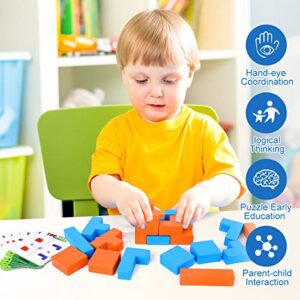 Wooden Building Blocks Toys for 3-10 Year Old Boys Girls, Montessori Learning Stacking Toys for Toddlers, Creative Challenge Board Games for Kids, Birthday Gifts for 3 4 5 6 7 8+ Year Old Children's