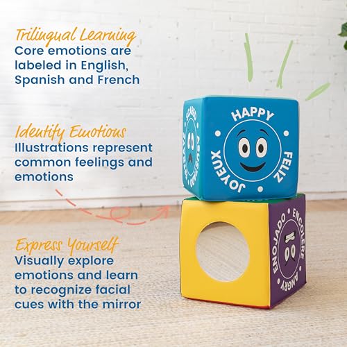 ECR4Kids SoftZone Emotion Cube with Mirror, Sensory Toy, Assorted