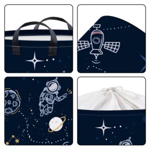 Clastyle 45L Spaceships Rocket Astronaut Nursery Hamper Outer Space Planet Clothes Toys Storage Basket with Drawstring