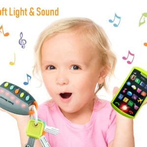 Ella Dream Musical Pretend Play Toys Set with Lights and Sounds, Smart Remote Car Key Toy for Toddlers 1-3 and Babies, Baby Phone Toys for Boys and Girls