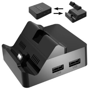 switch dock, docking station for nintendo switch/switch oled charger, portable charging stand switch tv dock support 4k/ 1080p hd tv adapter compatible with hd, usb 3.0 port,type-c