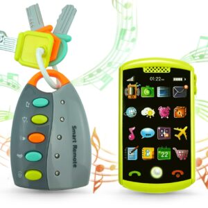 Ella Dream Musical Pretend Play Toys Set with Lights and Sounds, Smart Remote Car Key Toy for Toddlers 1-3 and Babies, Baby Phone Toys for Boys and Girls