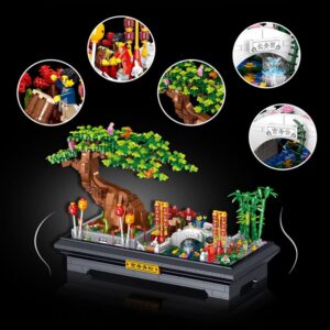 Cihely Bonsai Tree Building Blocks Kits 00902, Artificial Bonsai Building Project to Release Stress and Focus The Mind, for Birthday Christmas Gifts to Adults/Teens（Cherry Blossoms 1469PCS）