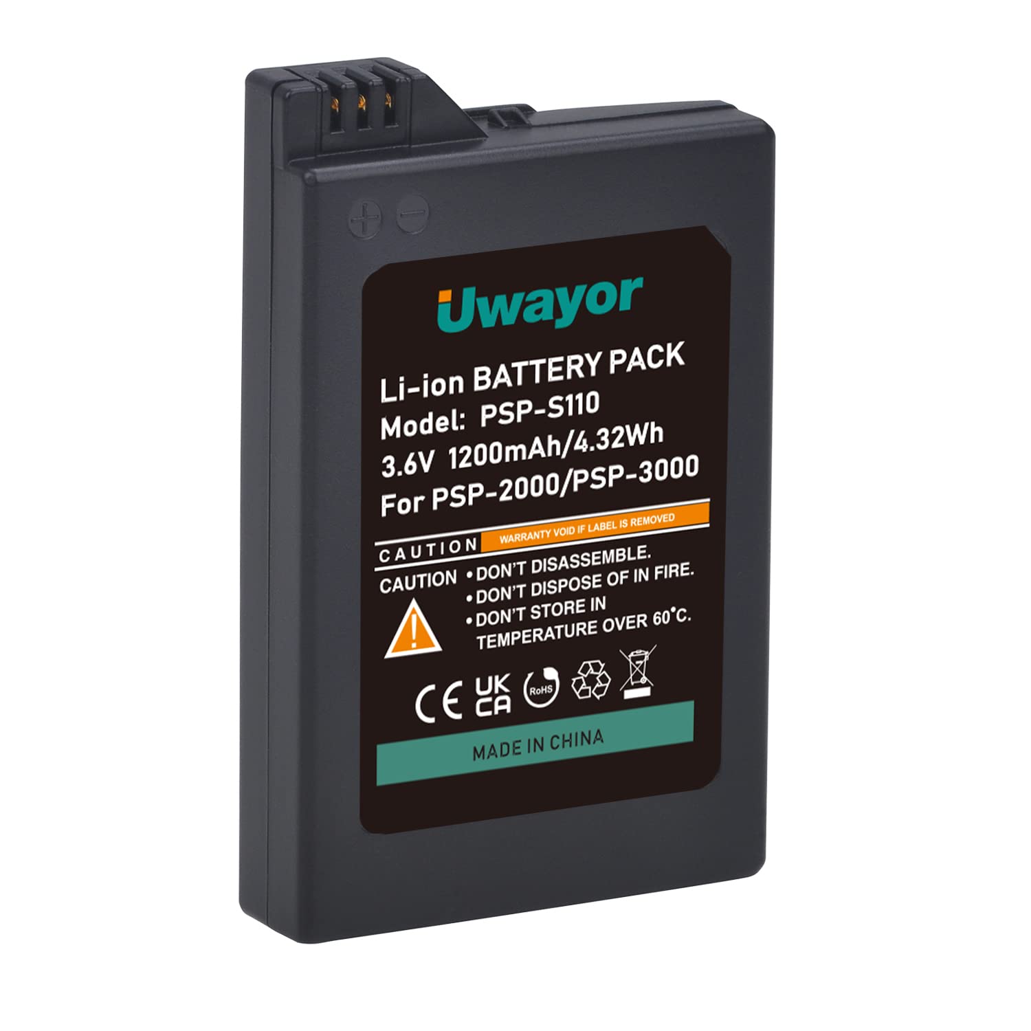 Uwayor PSP 2000 Rechargeable Battery for Sony PSP-2000 PSP-3000 PSP-S110 Console, PSP-2001, PSP-3000, PSP-3001, PSP-3002, PSP-3004 Console