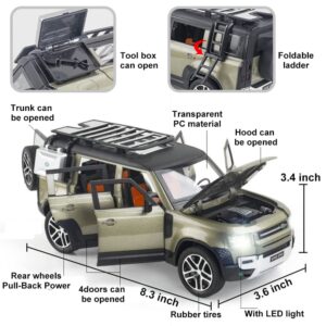 1/24 Scale Diecast Model Car Toy Collection for Land Rover Defender 110, Kids Gift,with Sound Light