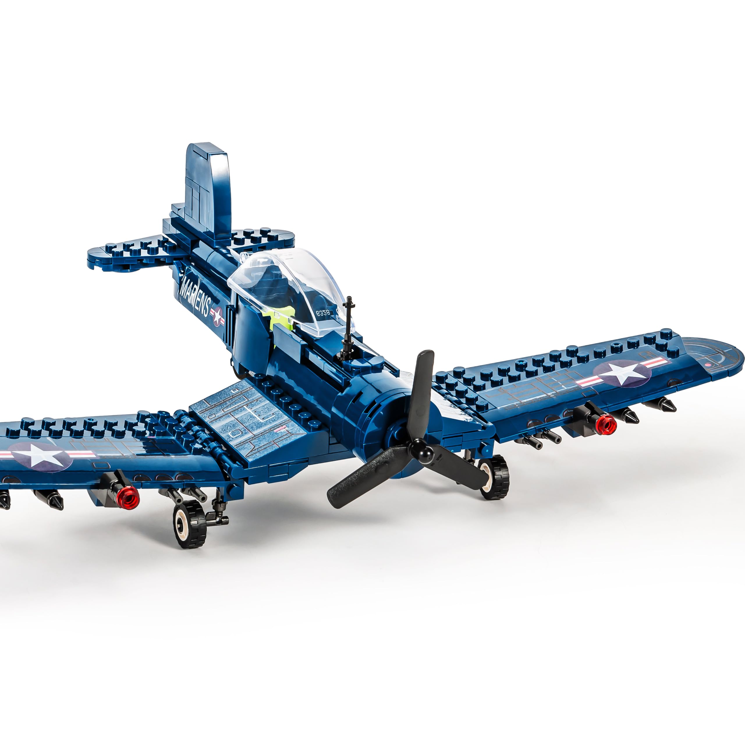 SEMKY Military Fighter Jet F4U WW2 Fighter Aircraft Jet Corsair Air Force Building Block Set (440 Pieces) -Building and Military Toys Gifts for Kid and Adult