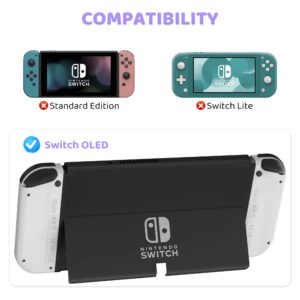 FANPL Case bundle for Nintendo Switch OLED Accessories, Carrying Case for Switch OLED and Joy Con Controller with Hard Flip Protective Case and Screen protector, 4 Thumb Grips, Shoulder Strap (Purple)