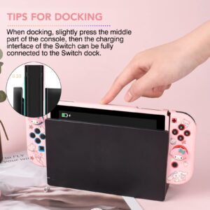 DLseego Cute Dog Switch Protective Case Dockable Soft Silicone Shell Shockproof Scratch Resistant Cover Joy Con Skin with 4PCS Lovely Thumb Grips Caps