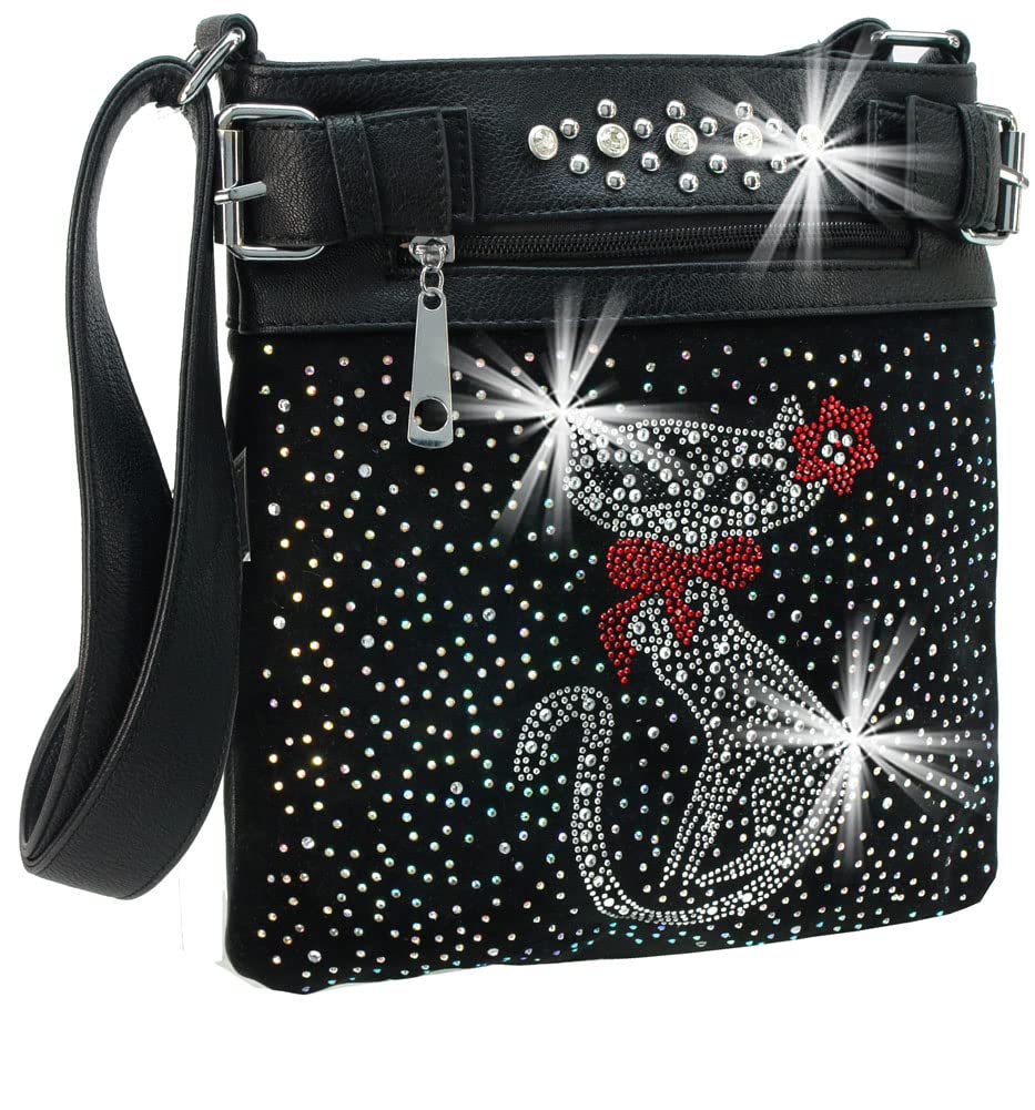 Rhinestone Bling Crossbody Messenger Bag Evening Party Purse Multi Desgin by Handbag Express for Women (Cat-0128)