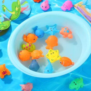 50 Pcs Baby Bath Toys Bulk Infant Bath Toys Water Float Squeak Rubber Animal Toys Bathtub Pool Toy for Toddlers Kids Bath Time Shower Party Favors Birthday Gifts, Random Style