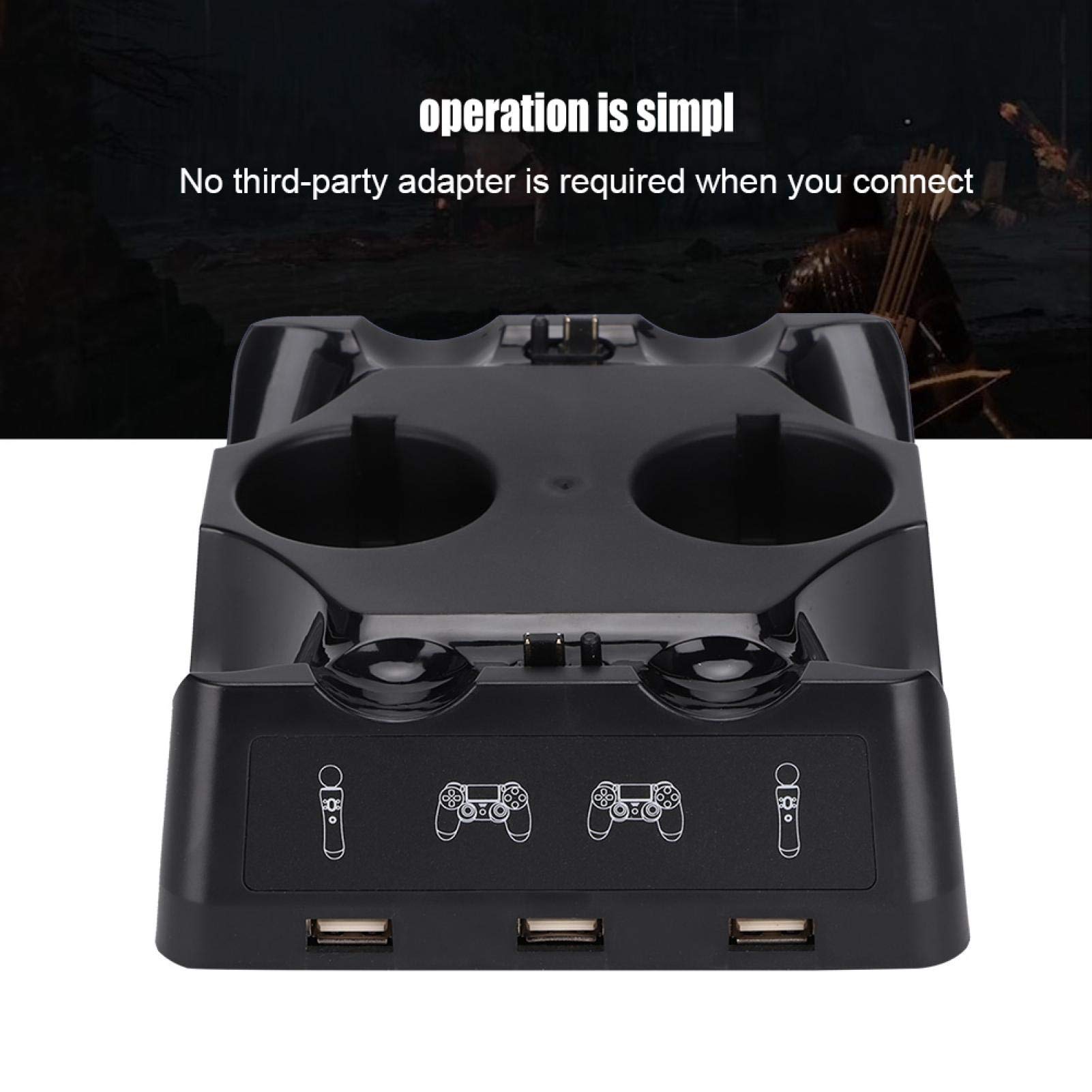 Controller Charger Charging Station Fast Charging Adapter, Multi Functional Charging Station for Sony / Move/ VR Controller with LED Indicator