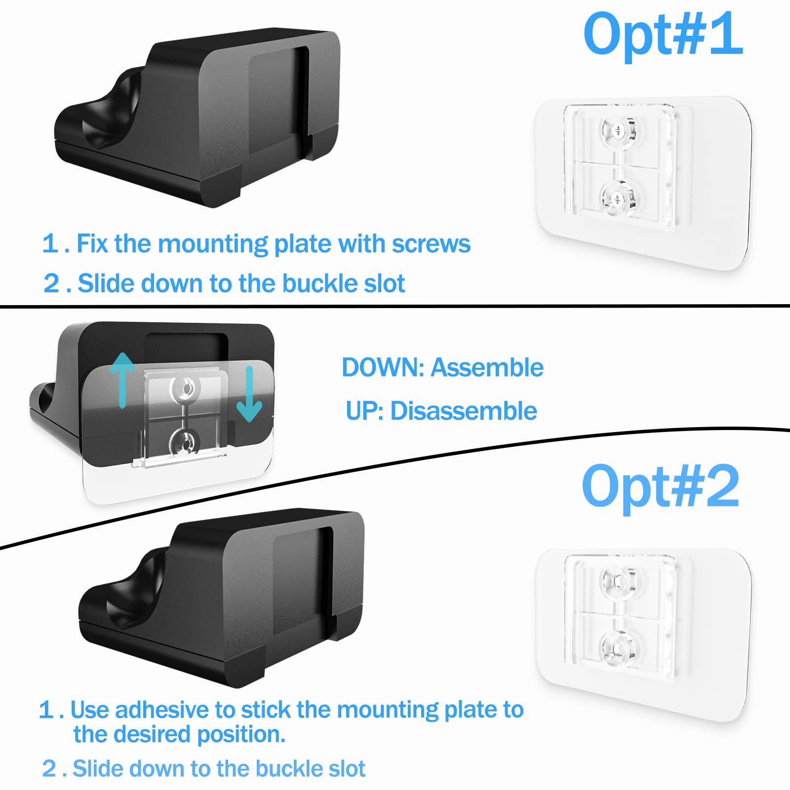 REEYEAR 2 Pack PS5 Controller Wall Mount Charger Dock,Charging Station Holder fits for Midnight Black PS5 Wireless Controller with LED Indicators Fast Charging Speed Cable,Space Saving