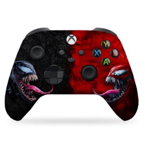 venom vs carnage custom x-box controller wireless compatible with x-box one/x-box series x/s by dreamcontroller | proudly customized in usa with permanent hydro-dip printing(not just a skin) (modded)