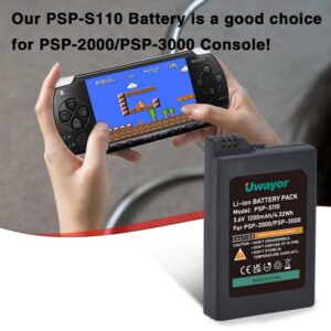 Uwayor PSP 2000 Rechargeable Battery for Sony PSP-2000 PSP-3000 PSP-S110 Console, PSP-2001, PSP-3000, PSP-3001, PSP-3002, PSP-3004 Console