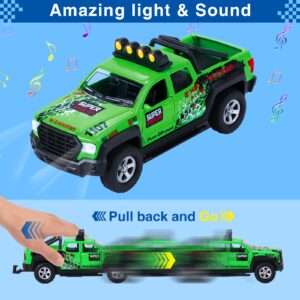 G.C 4 Pack Pickup Truck Trailer Toys for Boys&Girls Kids Toy Camper Boat Diecast Truck Vehicle 1:36 Scale Pull Back Metal Car Toys Playset with Light Sound