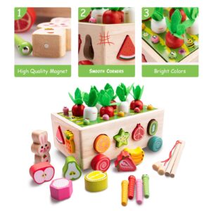 Achiyway Montessori Toys for Baby Boys Girls Age 2 3 4 5 Year Old, Wood Preschool Learning Fine Motor Skills Game, Baby Educational Toddler Toys (Fruits Games)